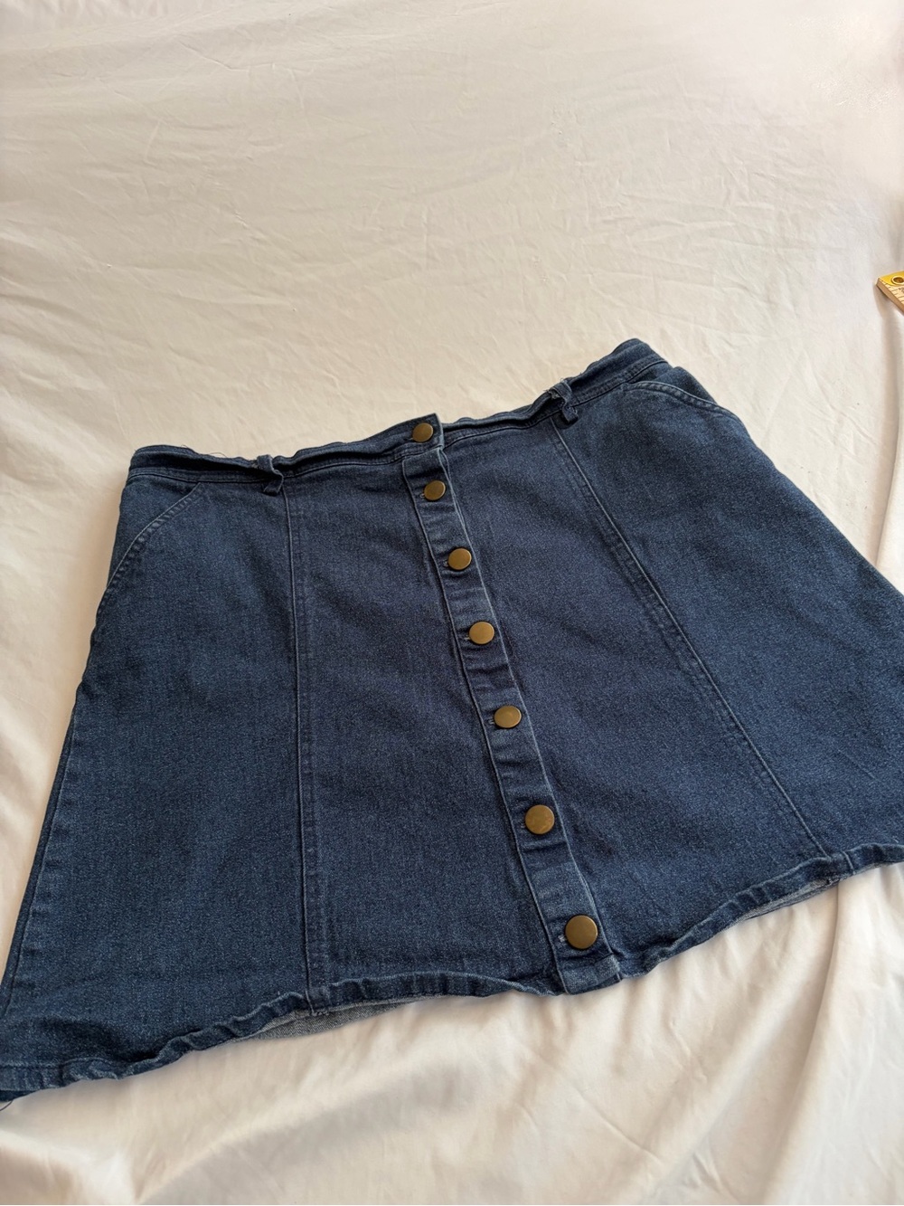 GB Dark Blue Button-Front Denim Mini Skirt Size L